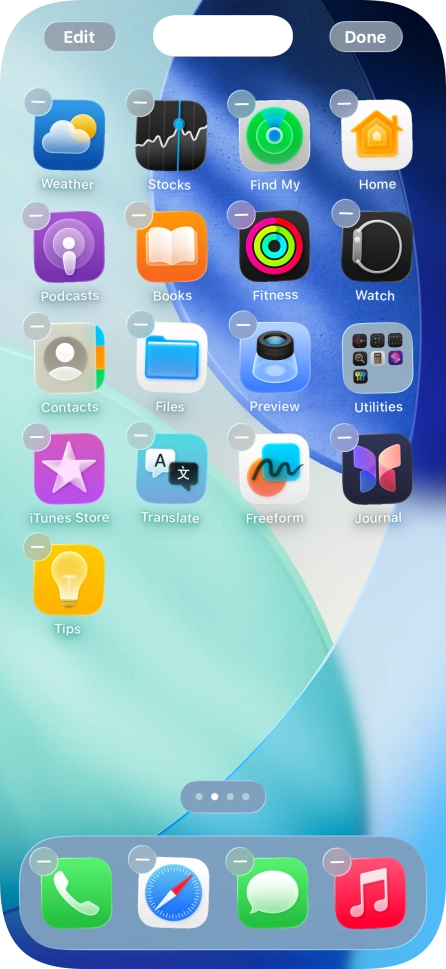 Press the home screen icon. Press the home screen icon.