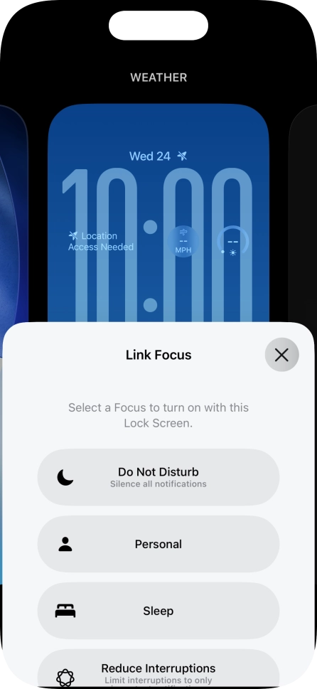 Press the required focus mode. Press the required focus mode.