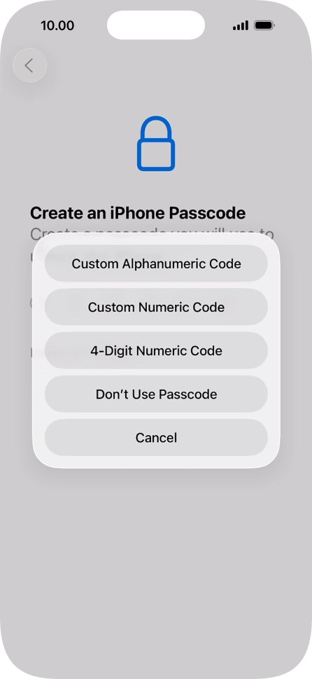 Follow the instructions on the screen to turn on use of phone lock code or press Don't Use Passcode. Follow the instructions on the screen to turn on use of phone lock code or press Don't Use Passcode.