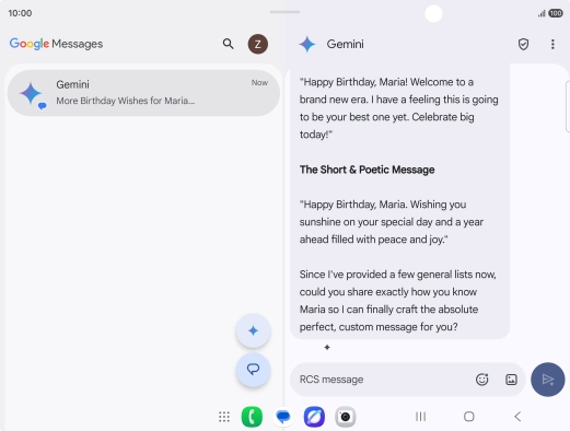 The text suggestion from Gemini is displayed. The text suggestion from Gemini is displayed.