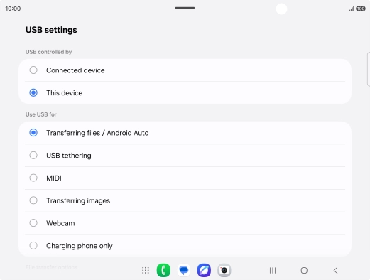 Press Transferring files / Android Auto. Press Transferring files / Android Auto.
