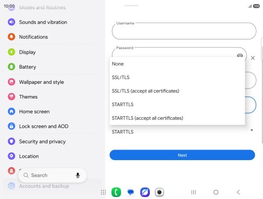 Press SSL/TLS. Press SSL/TLS.