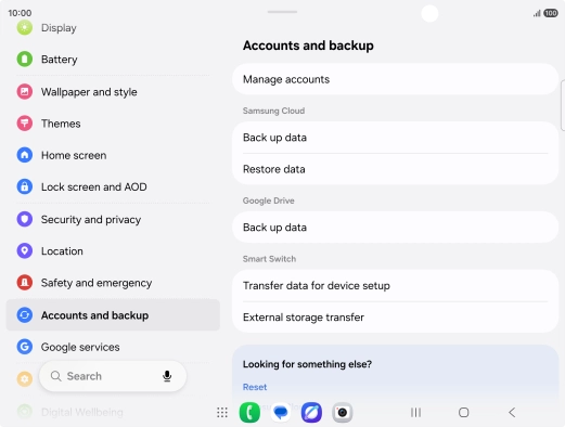 Press Manage accounts. Press Manage accounts.