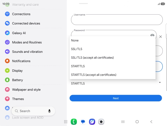 Press SSL/TLS. Press SSL/TLS.