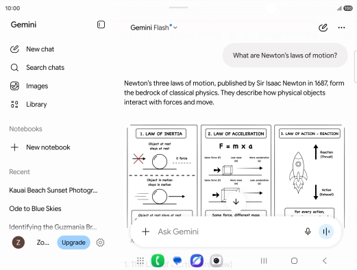 Transcription of the conversation with Gemini Live is now displayed. Transcription of the conversation with Gemini Live is now displayed.