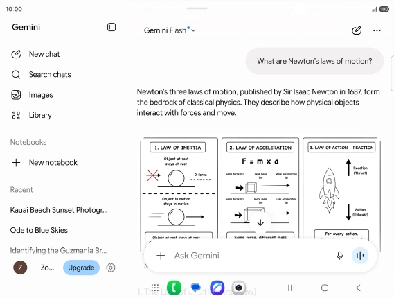 Transcription of the conversation with Gemini Live is now displayed. Transcription of the conversation with Gemini Live is now displayed.