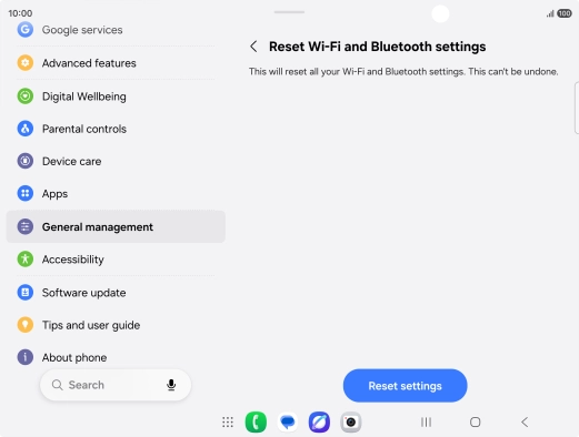 Press Reset settings. Press Reset settings.