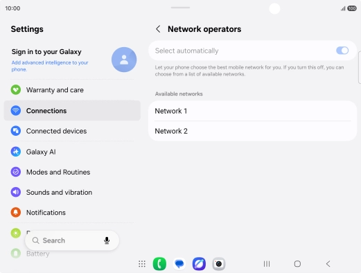 Press the required network. Press the required network.