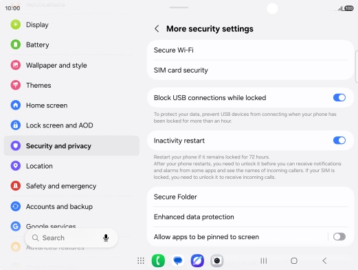 Press SIM card security. Press SIM card security.