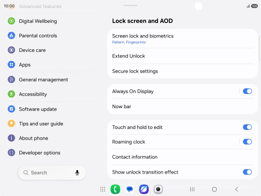 Press Screen lock and biometrics and key in the additional phone lock code you created earlier. Press Screen lock and biometrics and key in the additional phone lock code you created earlier.