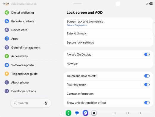 Press Screen lock and biometrics and key in the additional phone lock code you created earlier. Press Screen lock and biometrics and key in the additional phone lock code you created earlier.