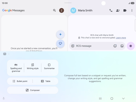 To generate a text, press Composer and follow the instructions on the screen to use the function. To generate a text, press Composer and follow the instructions on the screen to use the function.