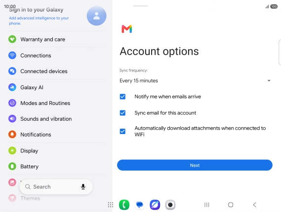 If this screen is displayed, you email account has been recognised and set up automatically. Follow the instructions on the screen to key in more information and finish setting up your phone. If this screen is displayed, you email account has been recognised and set up automatically. Follow the instructions on the screen to key in more information and finish setting up your phone.