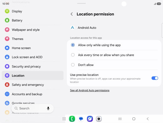 Press the required setting. Press the required setting.