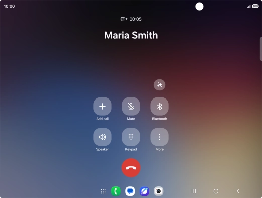 To use Galaxy AI for translation during a call, press the AI icon. To use Galaxy AI for translation during a call, press the AI icon.