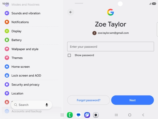 Press Enter your password and key in the password for your Google account. Press Enter your password and key in the password for your Google account.