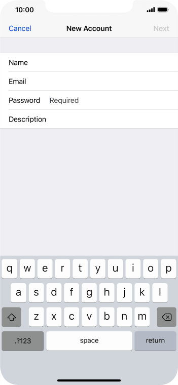 Press Password and key in the password for your email account. Press Password and key in the password for your email account.