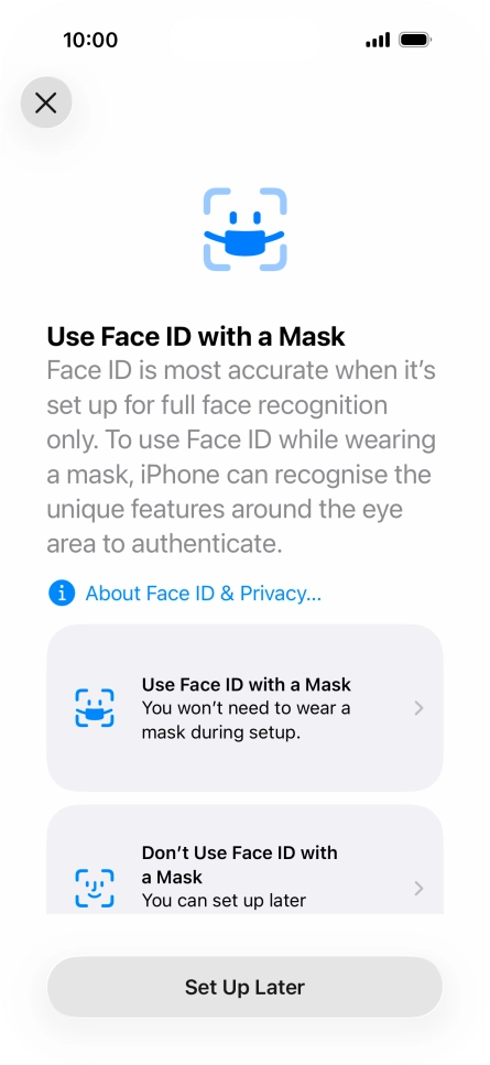 Press Set Up Later. Press Set Up Later.