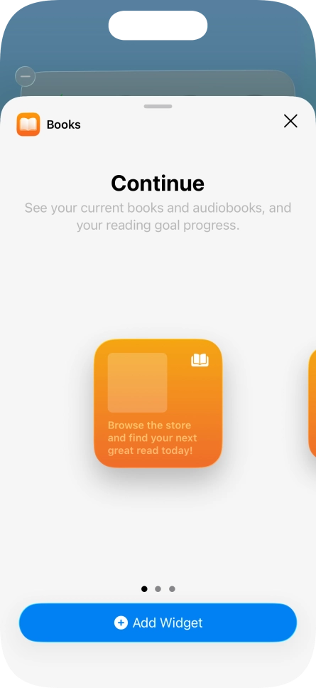 Slide your finger right or left on the screen to select the required widget size. Slide your finger right or left on the screen to select the required widget size.