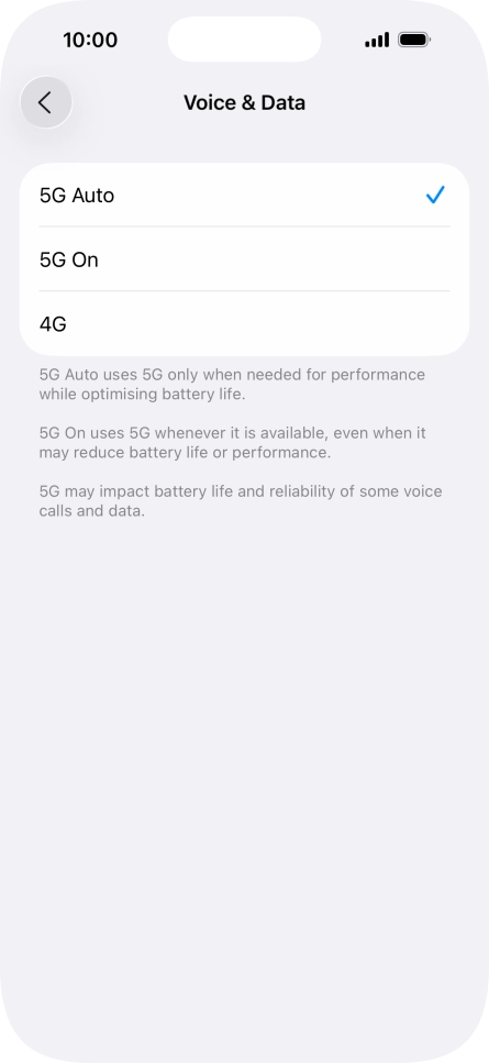 To turn on automatic switch between 5G and 4G, press 5G Auto. To turn on automatic switch between 5G and 4G, press 5G Auto.