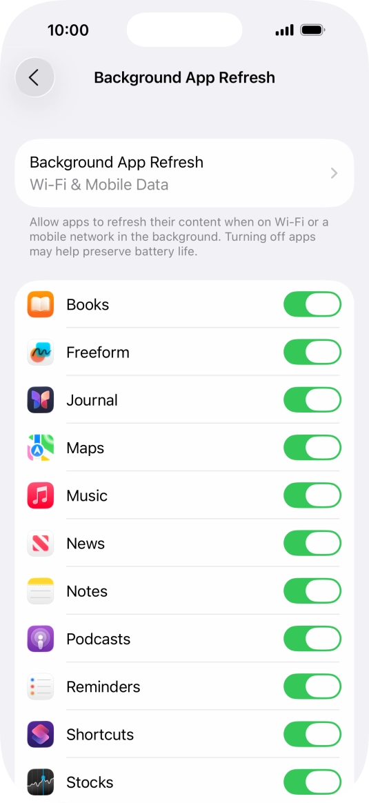 Press Background App Refresh. Press Background App Refresh.