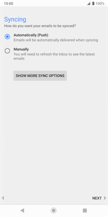 Press SHOW MORE SYNC OPTIONS. Press SHOW MORE SYNC OPTIONS.