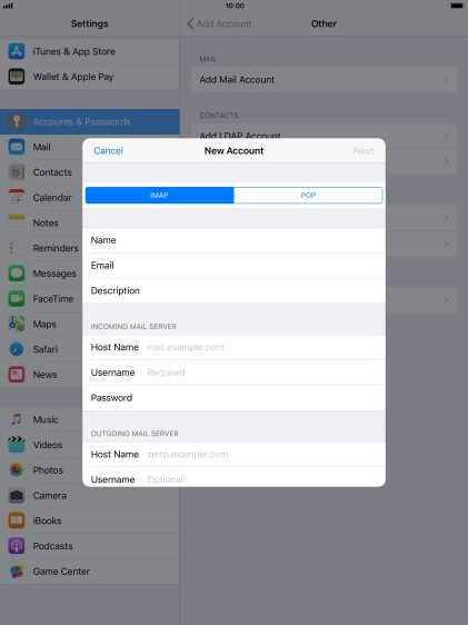 Press IMAP. Press IMAP.