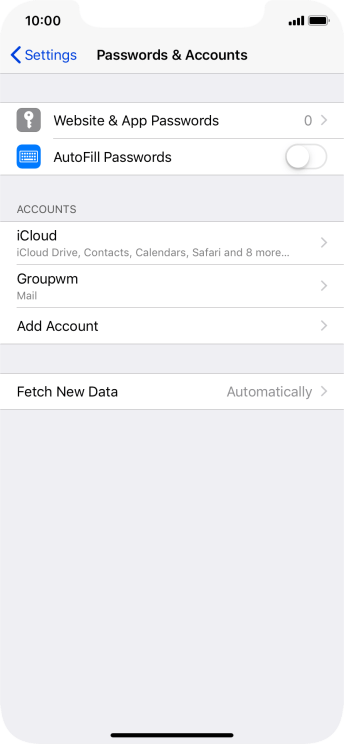 Press the name of the email account you've just set up. Press the name of the email account you've just set up.