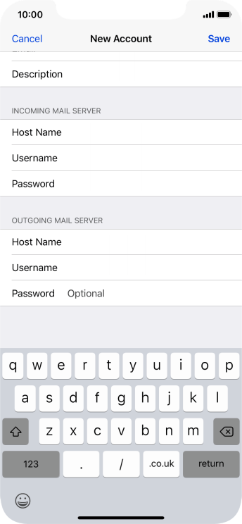 Press Password and key in the password for your email account. Press Password and key in the password for your email account.