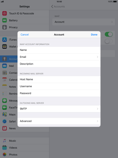 Press SMTP. Press SMTP.