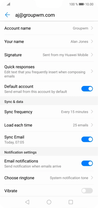 Press Account name and key in the required name. Press Account name and key in the required name.