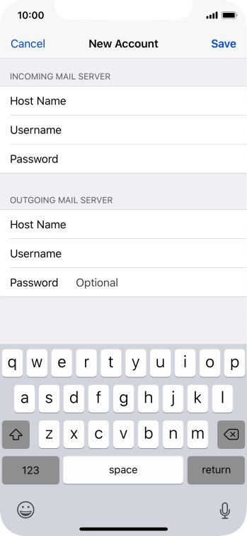 Press Password and key in the password for your email account. Press Password and key in the password for your email account.
