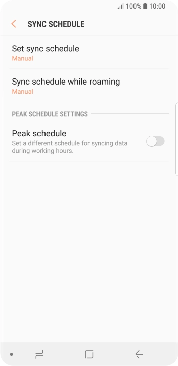 Press Set sync schedule. Press Set sync schedule.