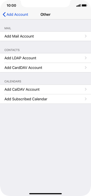 Press Add Mail Account. Press Add Mail Account.