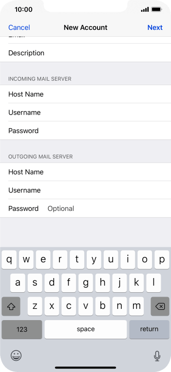 Press Password and key in the password for your email account. Press Password and key in the password for your email account.