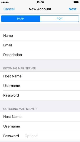 Press Password and key in the password for your email account. Press Password and key in the password for your email account.