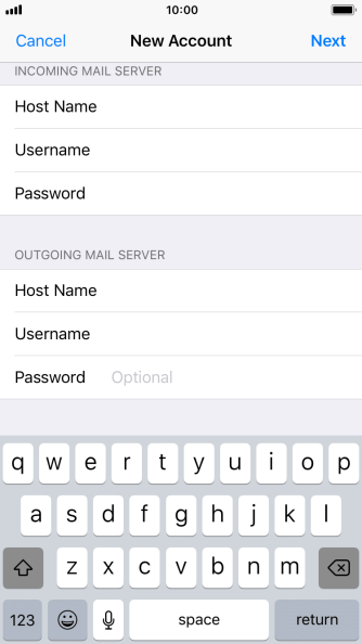 Press Password and key in the password for your email account. Press Password and key in the password for your email account.