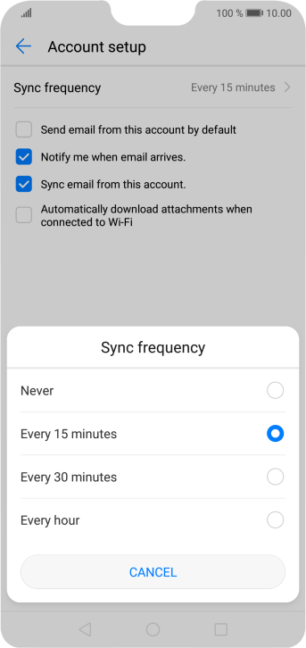 Press the required setting. Press the required setting.