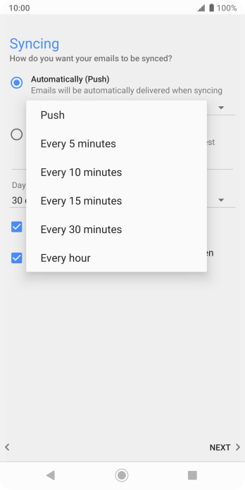 Press the required setting. Press the required setting.
