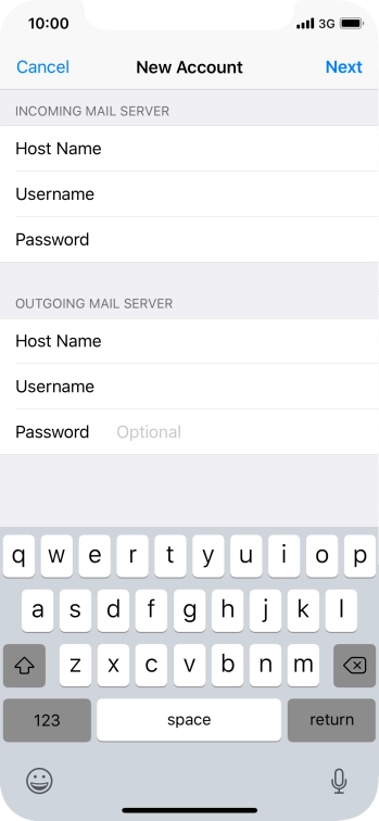 Press Password and key in the password for your email account. Press Password and key in the password for your email account.