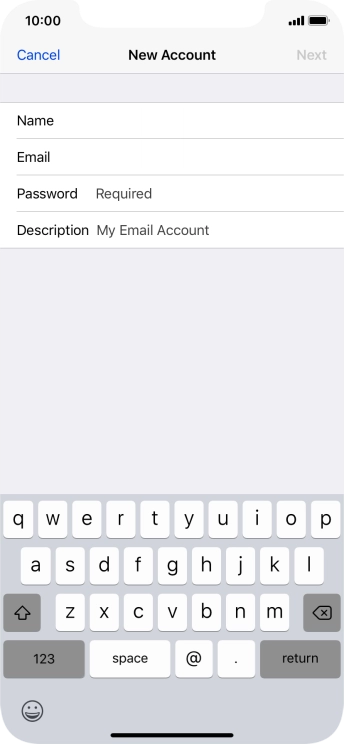 Press Password and key in the password for your email account. Press Password and key in the password for your email account.