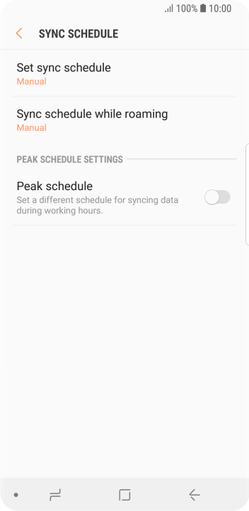 Press Set sync schedule. Press Set sync schedule.