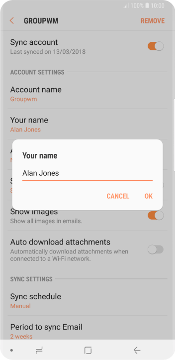 Key in the required sender name and press OK. Key in the required sender name and press OK.