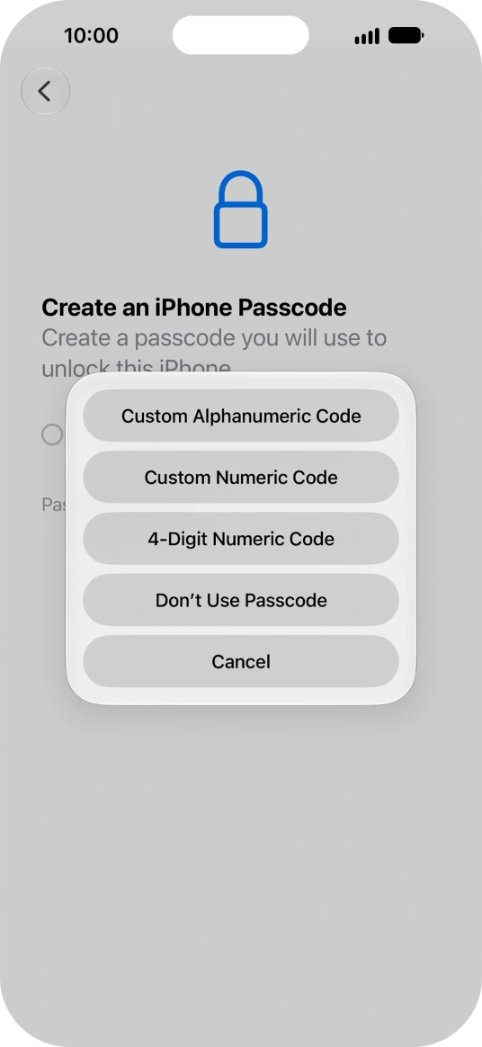 Follow the instructions on the screen to turn on use of phone lock code or press Don't Use Passcode. Follow the instructions on the screen to turn on use of phone lock code or press Don't Use Passcode.