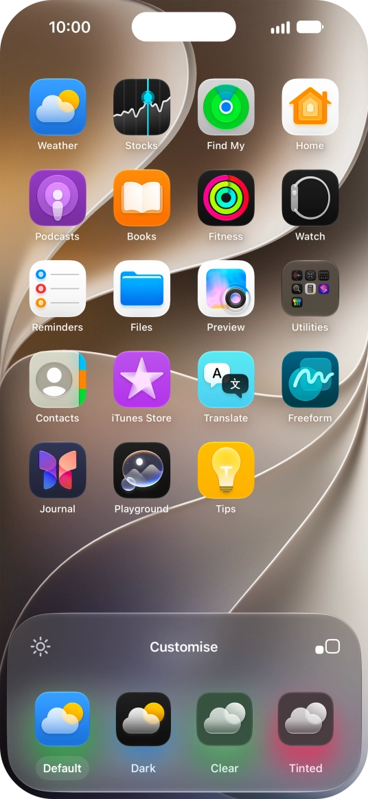 Press the required setting to select the size of app icons on the home screen. Press the required setting to select the size of app icons on the home screen.