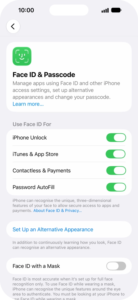 Press the indicators next to the required settings to turn them on or off. Press the indicators next to the required settings to turn them on or off.