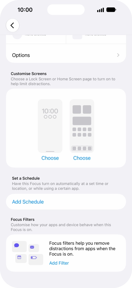 Press Add Schedule and follow the instructions on the screen to select settings for automatic activation of Do Not Disturb. Press Add Schedule and follow the instructions on the screen to select settings for automatic activation of Do Not Disturb.
