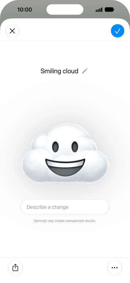 To add or change something about your Genmoji, press Describe a change and follow the instructions on the screen to describe the required changes. To add or change something about your Genmoji, press Describe a change and follow the instructions on the screen to describe the required changes.