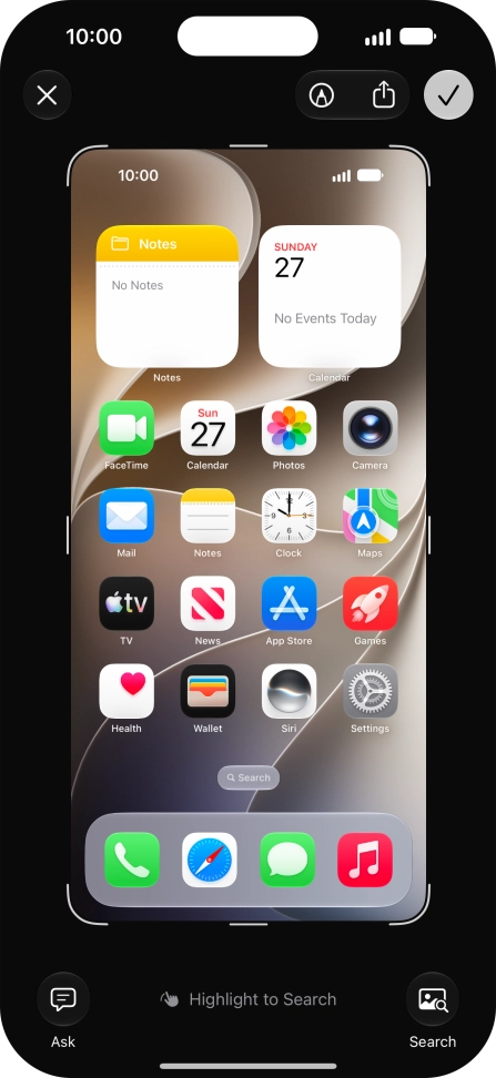Follow the instructions on the screen to edit and save your screenshot. Follow the instructions on the screen to edit and save your screenshot.