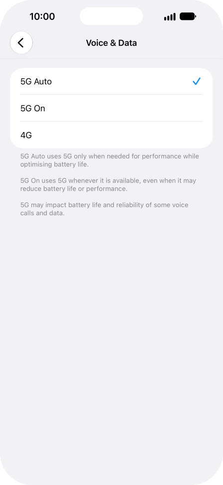 To turn on automatic switch between 5G and 4G, press 5G Auto. To turn on automatic switch between 5G and 4G, press 5G Auto.